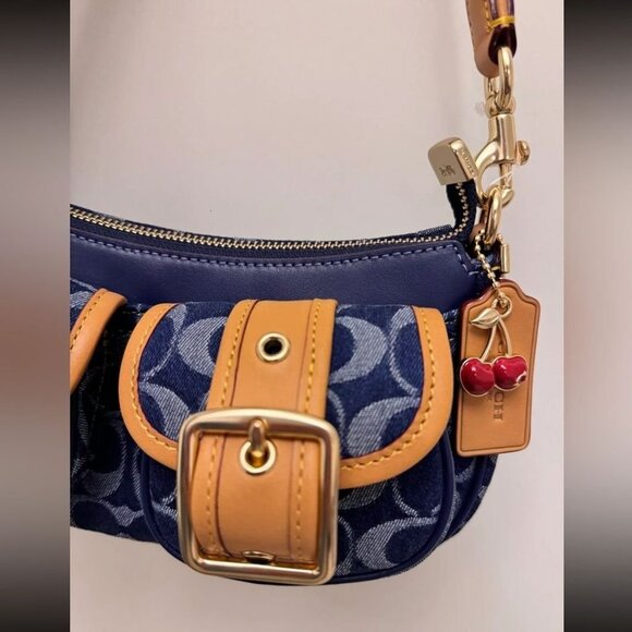 Coach Blue And Orange Shoulder Bag - Picture 4 of 5